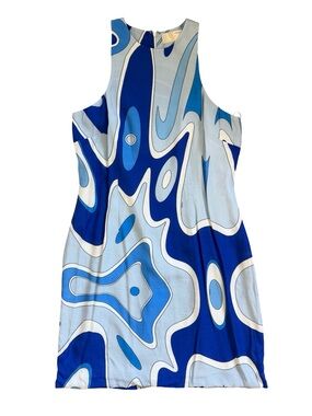 Sara Battaglia Blue Patterned Dress Pucci Style 44/US 8